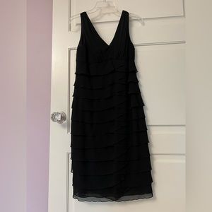 Jones New York Black Ruffle Chiffon Cocktail Dress NWT